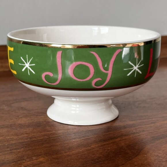 Anthropologie Danielle Kroll Making Spirits Bright Nut Bowl Christmas Love Joy - Picture 3 of 11